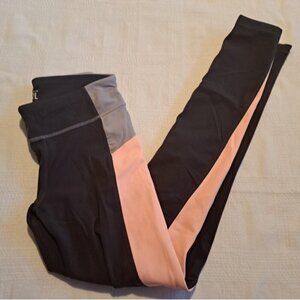 Athleta girls size Large or 12 full length leggings, 2 tone gray and peach